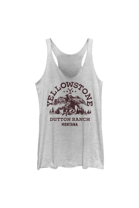 Women's Yellowstone Dutton Ranch Montana Outlines Racerback Tank Top