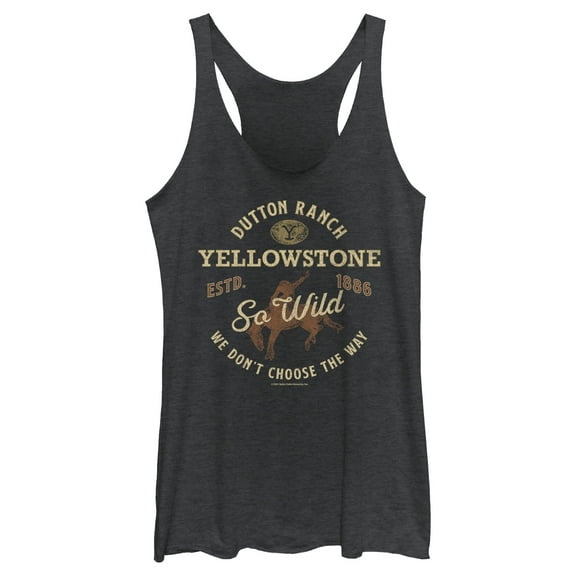 Women's Yellowstone Dutton Ranch So Wild ESTD. 1886  Racerback Tank Top Black Heather Medium