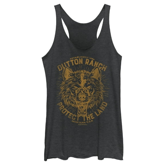 Women's Yellowstone Protect The Land Angry Wolf Dutton Ranch Racerback Tank Top