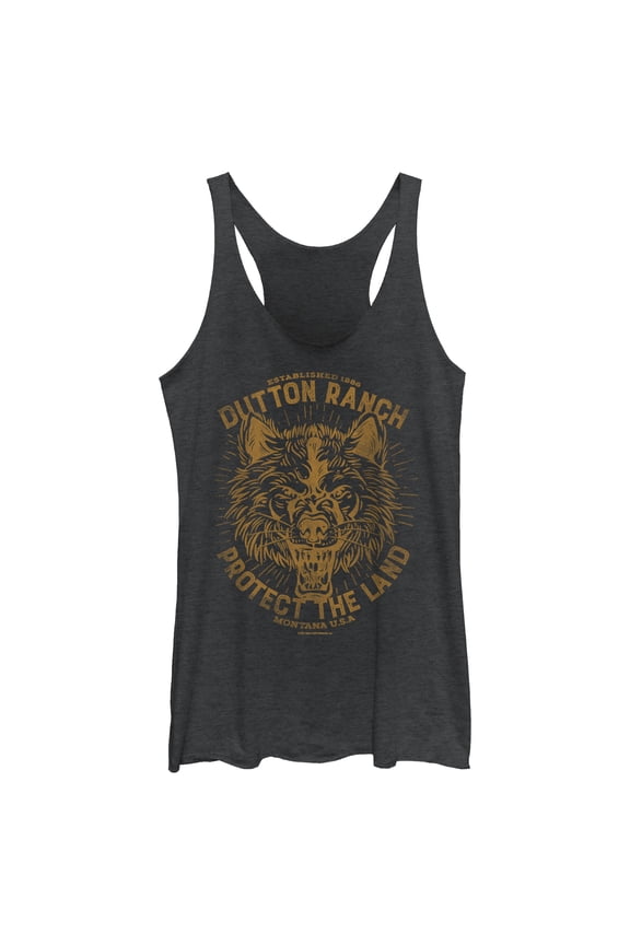 Women's Yellowstone Protect The Land Angry Wolf Dutton Ranch Racerback Tank Top