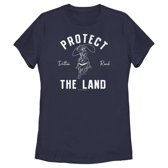 Women's Yellowstone Protect The Land Dutton Range Cowboy Outline  Graphic T-Shirt