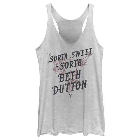Women's Yellowstone Sorta Sweet Sorta Beth Dutton Cow Skull  Racerback Tank Top
