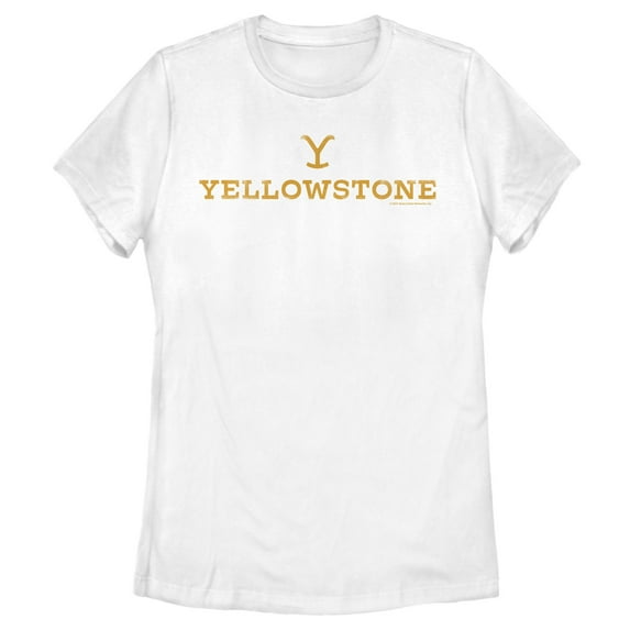 Women's Yellowstone White Dutton Ranch Brand Logo Graphic T-Shirt