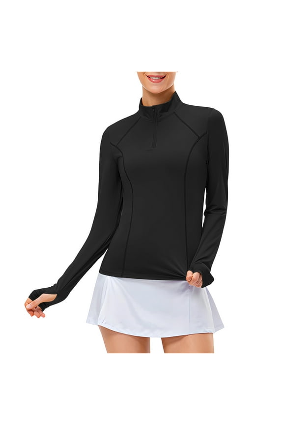 Women's Yoga Athletic Pullover Jacket Quarter Zip Slim Shirts Lightweight Running Workout Base Layer Tops