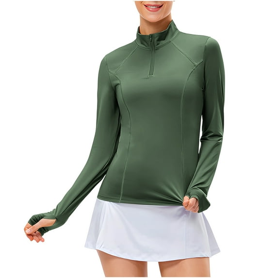 Women's Yoga Athletic Pullover Jacket Quarter Zip Slim Shirts Lightweight Running Workout Base Layer Tops