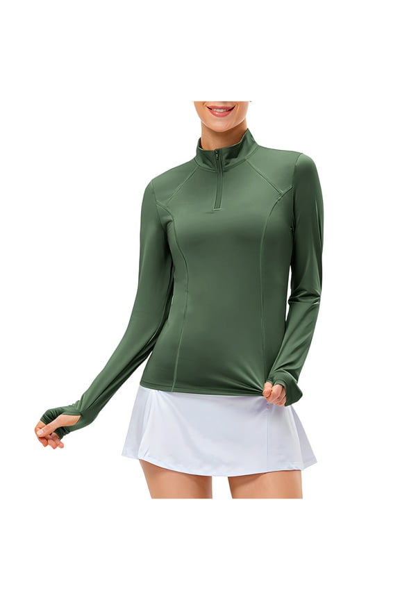 Women's Yoga Athletic Pullover Jacket Quarter Zip Slim Shirts Lightweight Running Workout Base Layer Tops