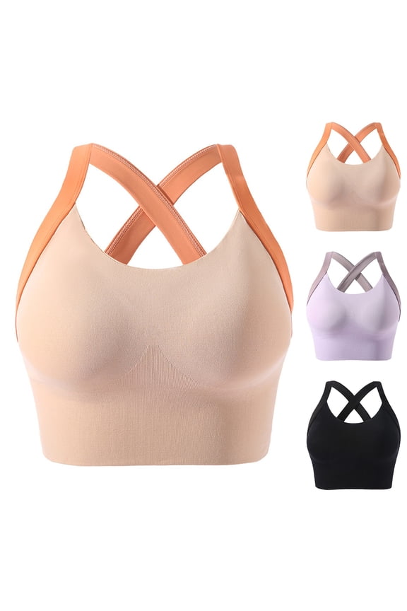 Women's Yoga Bra Vest with Removable Pads Wireless Shockproof Lingerie, Back Beauty Sports Bra, Seamless High Impact Workout Bralette, Breathable Athletic Tank Top, Padded Gym Support Underwear