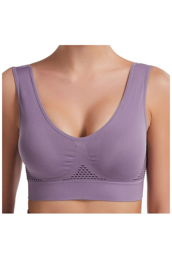 Women's Yoga Bra with Removable Pads Supportive Plus Size Yoga Workout Bras Wireless Smooth Mech Bralette