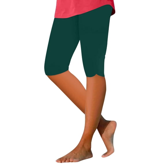Women's Yoga Capri Leggings High Waist Stretch Knee Length Capris Workout Athletic Pants for Gym Dark Green XL