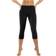 thumbnail image 1 of Women's Yoga Capri Pants Mid Waist Strench Slim Fit Gym Workout Running Leggings Soft Comfy Active Athletic Cropped Pants, 1 of 5