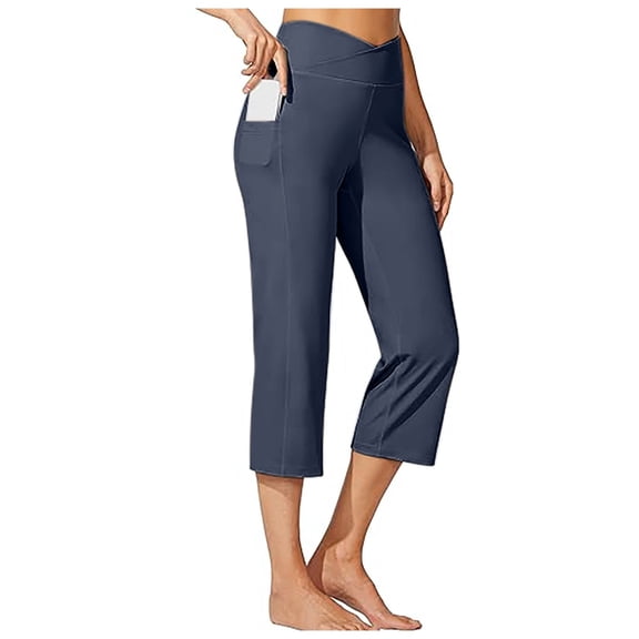 Women's Yoga Capris Pants High Waist Leggings Straight Leg Athletic Exercise Workout Crop Capris 21" Dress Pant Yoga Pants for Women Straight Leg Baggy Yoga Pants Women Womens Yoga Pants plus Size 5x