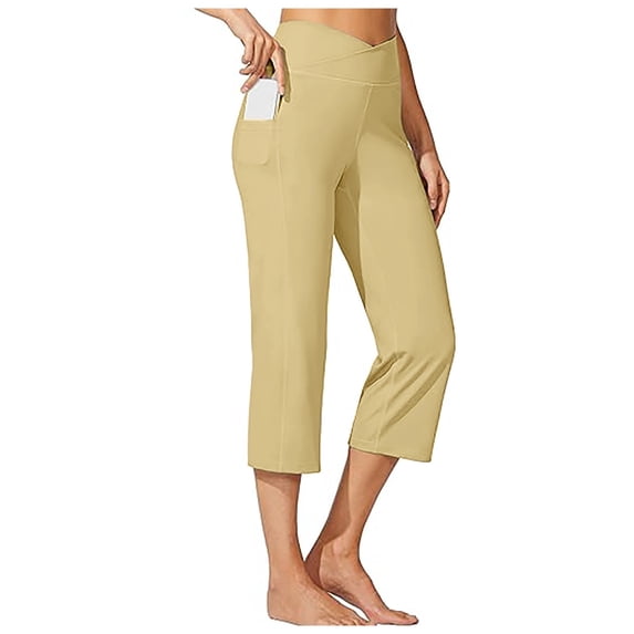 Women's Yoga Capris Pants High Waist Leggings Straight Leg Athletic Exercise Workout Crop Capris 21" Dress Pant Yoga Pants for Women Straight Leg Baggy Yoga Pants Women Womens Yoga Pants plus Size 5x