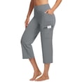 thumbnail image 1 of Women's Yoga Capris Pants High Waist Leggings Straight Leg Athletic Exercise Workout Crop Capris Dark Gray S, 1 of 6