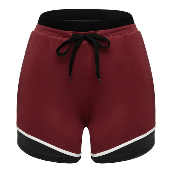 Women's Yoga Dance Short Pants Sport Shorts Summer Athletic Cycling Hiking Sports Shorts, Dark Red, M