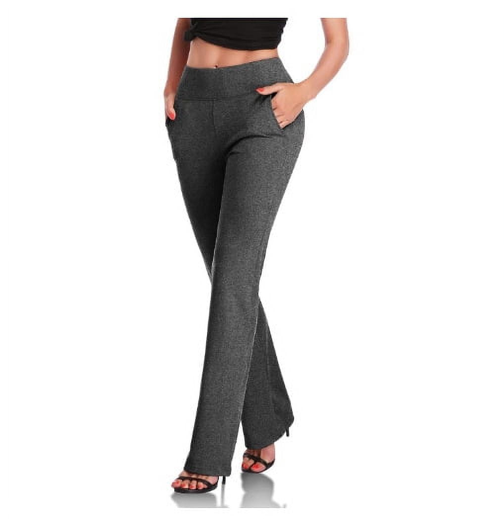 Hfyihgf Women's Yoga Dress Pants Stretchy Work Slacks Business Casual  Straight-Leg Bootcut Pull on Trousers(Gray,L)