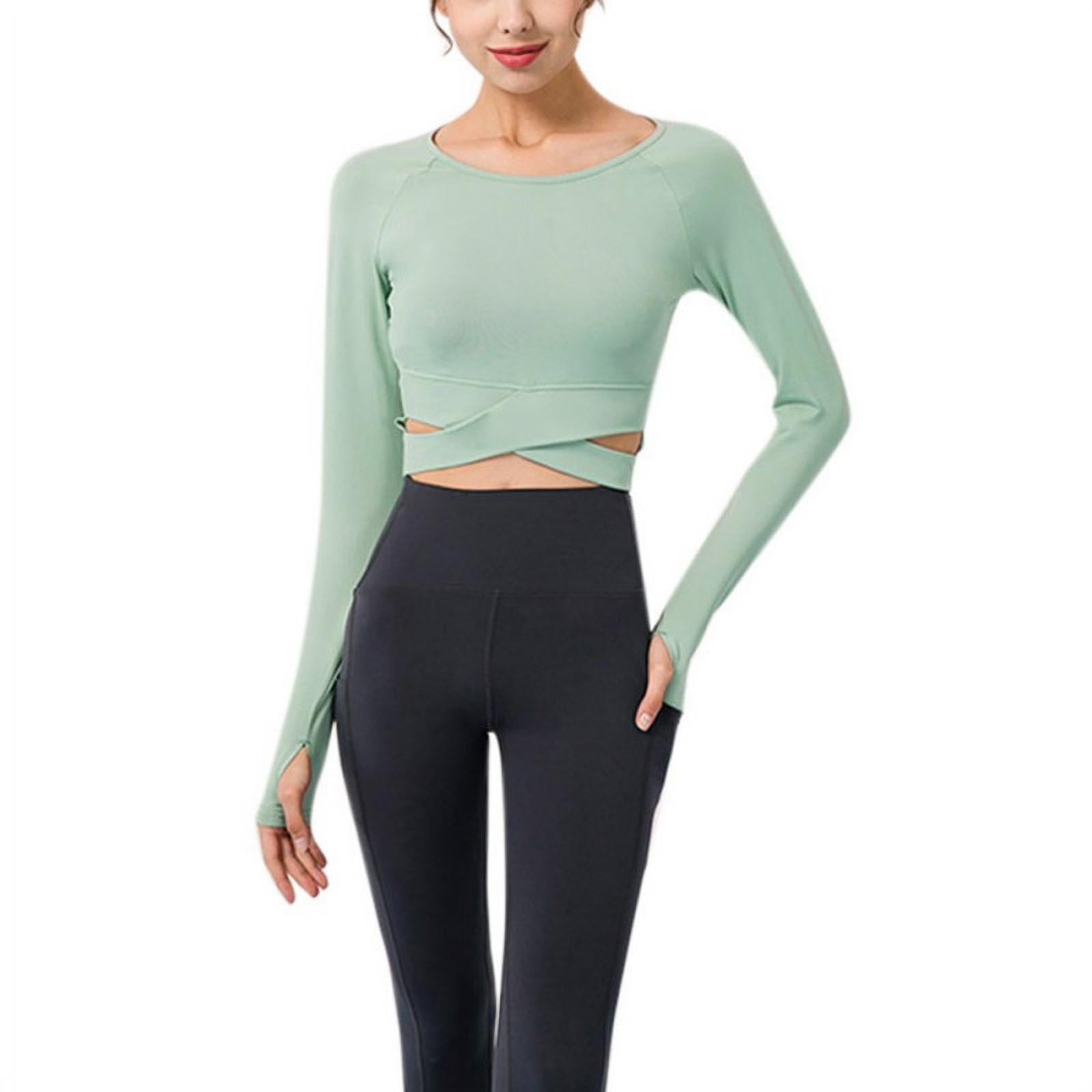 Womens Slim Fitted Long Sleeve Workout Shirts Womens Yoga Long Sleeve Crop  Top Athletic Yoga Sport T Shirt From Virson, $13.53