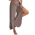 thumbnail image 1 of Women's Yoga Harem Pants Side Slit Joggers Active Workout Sweatpants Beach Cover-up Boho Wrap Flowy Pant Trouser (4X-Large, Khaki), 1 of 4