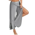 thumbnail image 1 of Women's Yoga Harem Pants Side Slit Joggers Active Workout Sweatpants Beach Cover-up Boho Wrap Flowy Pant Trouser (M, Gray), 1 of 5