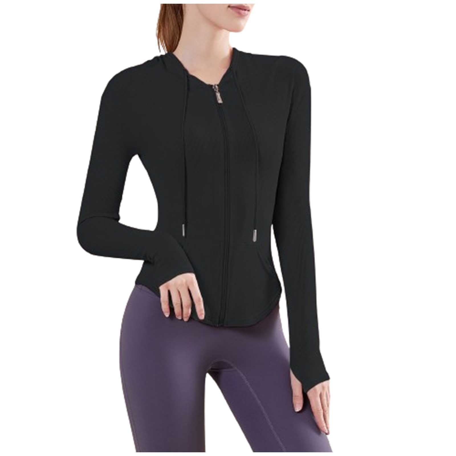 Women's Yoga Hoodies Lightweight Stretchy Workout Coats Full Zip ...