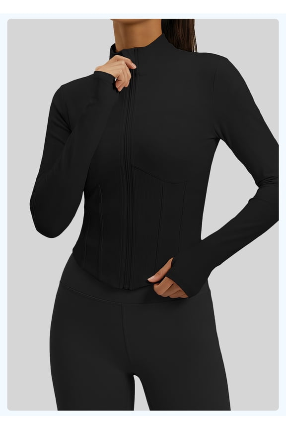 Women’s Yoga Jacket Autumn/Winter – Stand Collar Long Sleeve Zip-Up Fitness Running & Pilates Top