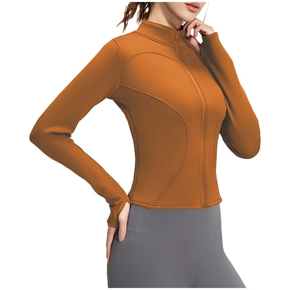 Women's Yoga Jacket Lightweight Zip Up Slim Fit Workout Coat Stretch Casual Stand Collar Outdoor Athletic Running Warm Outerwear