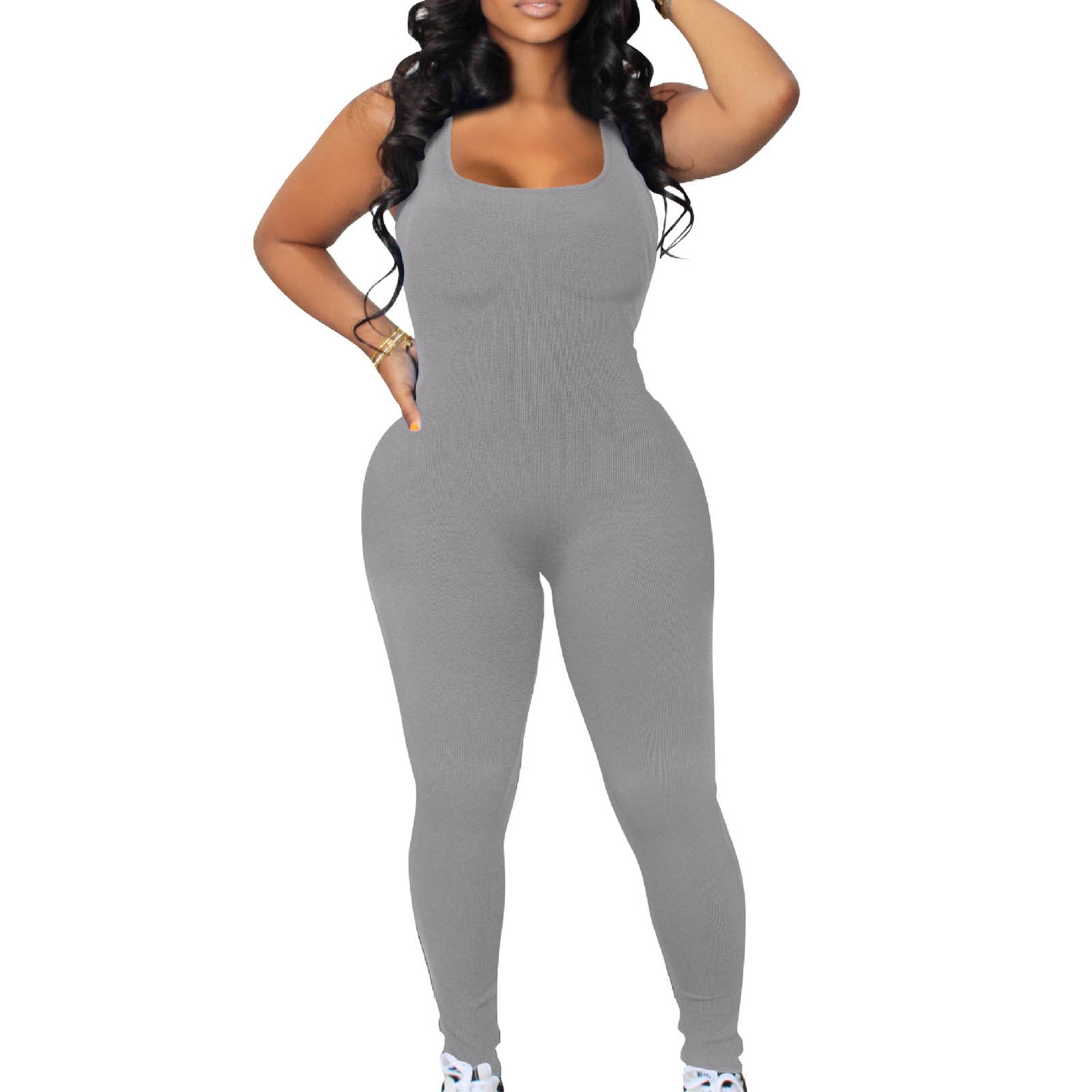 Women's Yoga Jumpsuit Seamless Backless Sports Romper Bodycon Playsuit