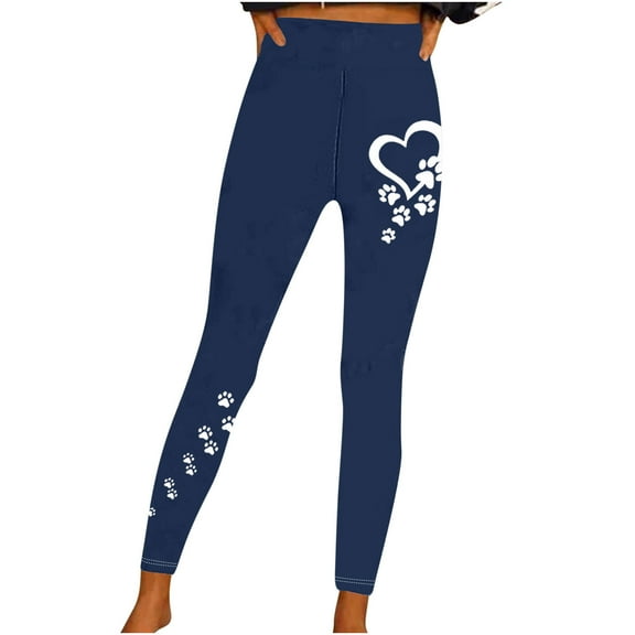 Women’s Yoga Leggings Printed Fitness Running Gym Sports Full Length Active Pants Yoga Full Length Pants Navy M