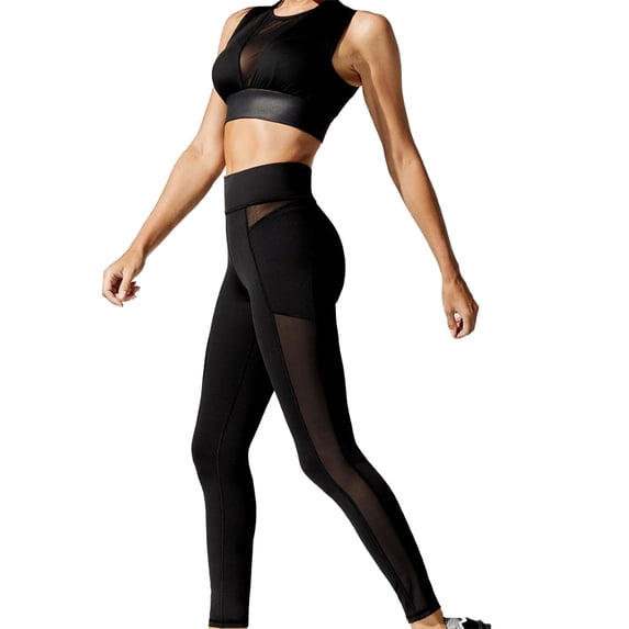 Women's Yoga Leggings, Side Mesh Sports Pants Elastic Slim Yoga Leggings Running Pants