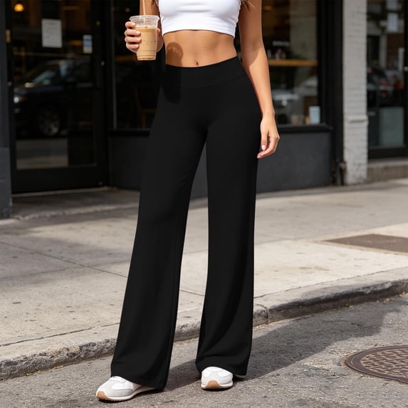 Women's Yoga Leggings Solid Color High Waist Stretch Pants Soft Tight Fit Sports Fashion Versatile Workout Trousers for Running Gym Daily Casual Wear