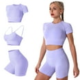 thumbnail image 1 of Women's Yoga Outfit Seamless Workout Set High Waist Exercise Short Pants with Sport Bra Tracksuit Gym Tracksuits, 3-Piece, 1 of 7