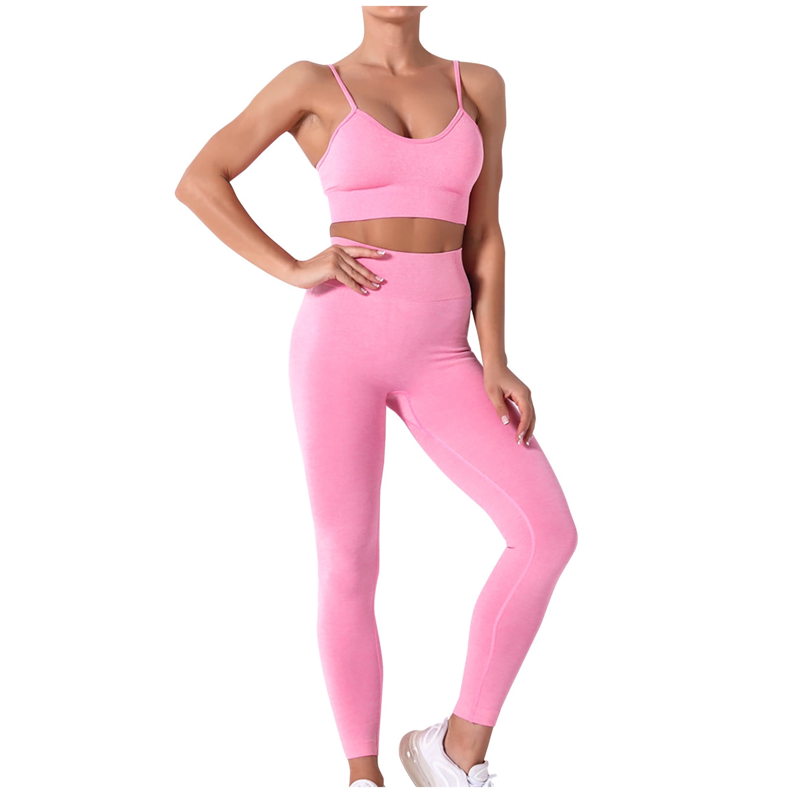 Women’s Yoga Outfits 2 piece Set Seamless Workout Tracksuits Sports Bra High Waist Legging