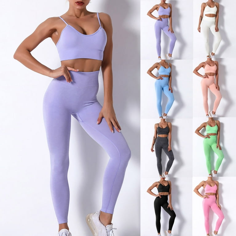 Women’s Yoga Outfits 2 piece Set Seamless Workout Tracksuits Sports Bra  High Waist Legging Active Wear Athletic Clothing Set