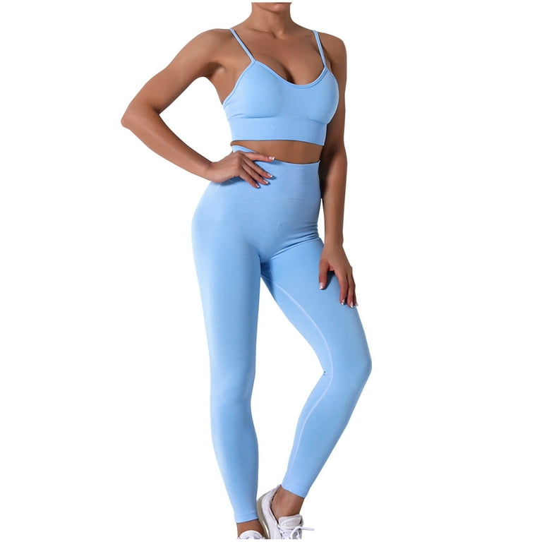 Women's Yoga Outfits 2 piece Set Seamless Workout Tracksuits Sports Bra  High Waist Legging Active Wear Athletic Clothing Set 