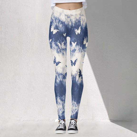 Women's Yoga Pants High Waist Butterfly Printed Flared Yoga Pants Textured Soft Stretch Peach Lift Home Leggings Leggings for Women