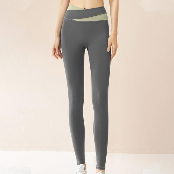 Women's Yoga Pants High Waist Hip Lifting Fitness Stretchy Workout Pants Running Sports Tights Dark Gray XL