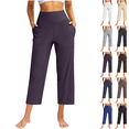 thumbnail image 1 of Women's Yoga Pants High Waist Straight Leg Capri Pants for Women Tummy Control Athletic Pants Comfort 7/8 Length Workout Pant, 1 of 9