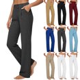 thumbnail image 1 of Women's Yoga Pants High Waisted Straight Pleated Trousers with Pockets, Business Casual Slacks Outfits, 1 of 2