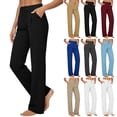 thumbnail image 1 of Women's Yoga Pants High Waisted Straight Pleated Trousers with Pockets, Business Casual Slacks Outfits, 1 of 7