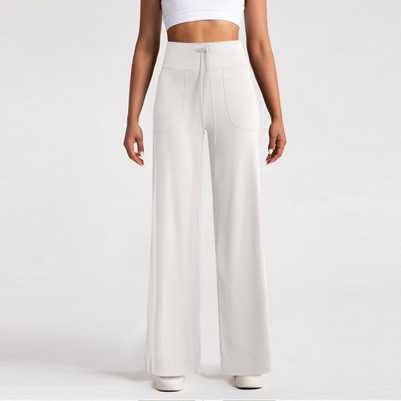 Women's Yoga Pants High Waisted Wide Leg Lounge Pant Elastic Waist Stretchy Comfort Workout Pants with Pockets Casual Sweatpants