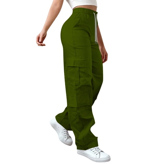 Women's Yoga Pants Shorts New Women’s Cargo Pants Elastic High Waist Wide Leg Long Pants Loose Office Work Travel Trousers with Multi Pocket