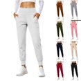 thumbnail image 1 of Women's Yoga Pants, Slim Comfort Stretch Leggings with Pockets, Yoga Workout Athletic Wear, Womens Joggers | VerBelle,Beige M, 1 of 8