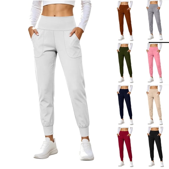 Women's Yoga Pants, Slim Comfort Stretch Leggings with Pockets, Yoga Workout Athletic Wear, Womens Joggers | VerBelle,Beige M