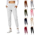 thumbnail image 1 of Women's Yoga Pants, Slim Comfort Stretch Leggings with Pockets, Yoga Workout Athletic Wear, Womens Joggers | VerBelle,White M, 1 of 8