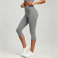 thumbnail image 1 of Women's Yoga Pants Stretchy Pull on Casual Workout Trousers Elastic Waist Capris Solid Color Lounge Bottoms Breathable Lightweight Everyday Wear, 1 of 6