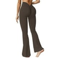 thumbnail image 1 of Women's Yoga Pants V Back Scrunch Butt Flare Leggings For Women Waist Cut Shaped Ruched Bell Bottom Wide Leg Yoga Pants,Brown Women's Yoga Pants XXL, 1 of 9