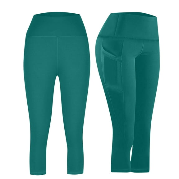 Women's Yoga Pants Womens Yoga Pants Wide Leg Yoga Pants Women Women Workout Out Pocket Leggings Fitness Sports Running Yoga Athletic Capris Pants Green L