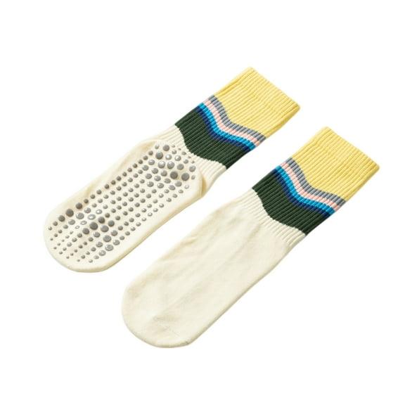 Women's Yoga Pilates Socks with Grips Non Slip Colorful Graffiti Cushioned Crew Socks for Barre Ballet Dance, Medium 6-9