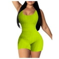 thumbnail image 1 of Women's Yoga Rompers One Piece Ribbed Spaghetti Strap Exercise Romper, 1 of 7