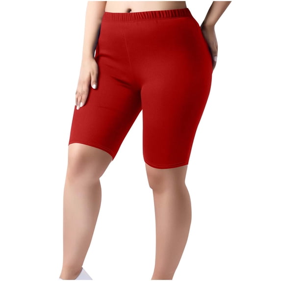 Women's Yoga Shorts Fashion Plus Size Pants Half Solid Color Elastic Waist Outdoor Activity Gear