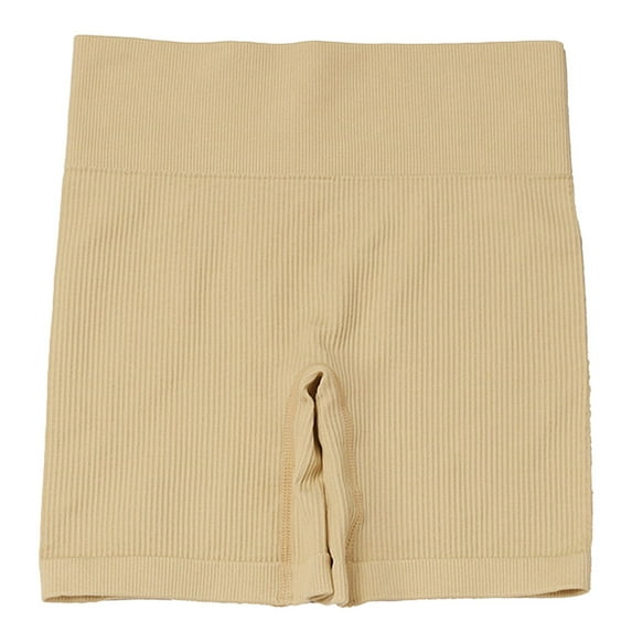 Women's Yoga Shorts Ribbed Seamless Exercise High Waist sports Fitness shorts - cream-colored
